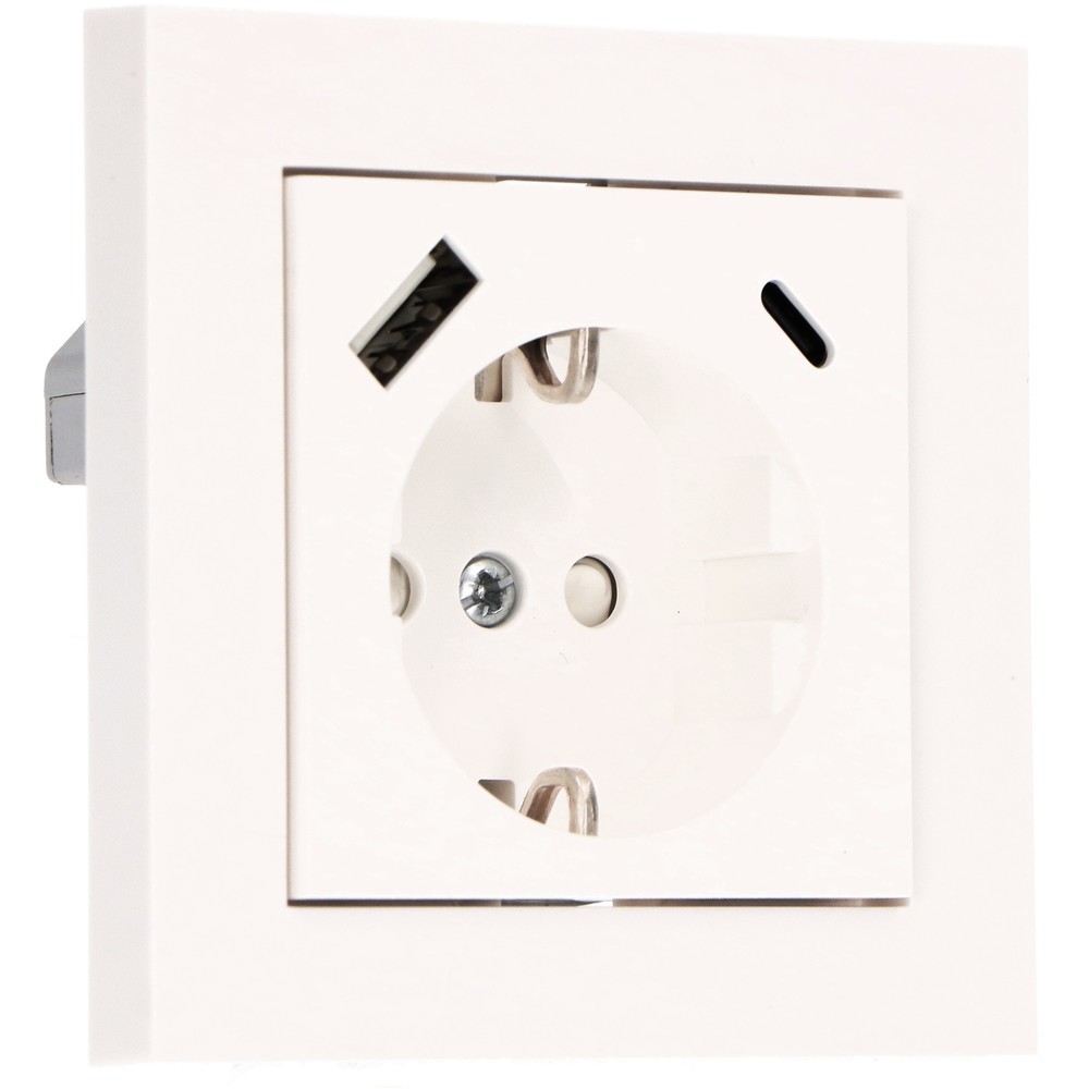 Produktabbildung Nr. 1: Pro Charge USB-Wandsteckdose - USB-A und USB-C PD 3.4A - 55x 55mm - RAL9010
