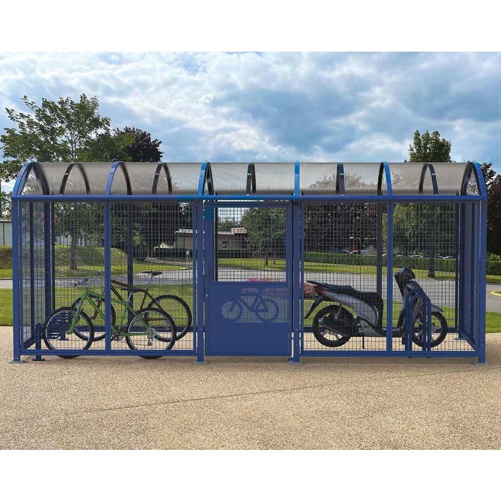 Produktabbildung Nr. 2: PROCITY® Fahrradunterstand L, Grundmodell, mit Verkleidungen und Tür mit Zahlencode, Stahlgitter feuerverzinkt, anthrazit