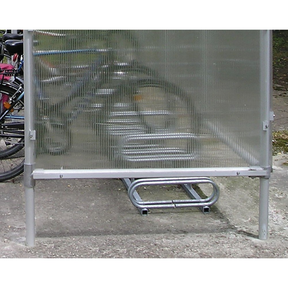Produktabbildung Nr. 6: PROCITY® Alu-Überdachung All-In-One, 5 Plätze, mit Rückwand und Seitenverkleidungen, silber eloxiert