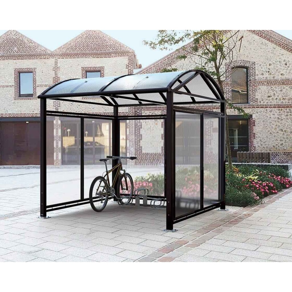 Produktabbildung Nr. 4: PROCITY® Fahr- und Motorrad-Überdachung All-In-One, L, Grundmodell mit Rückwand, Seitenverkleidungen, anthrazit