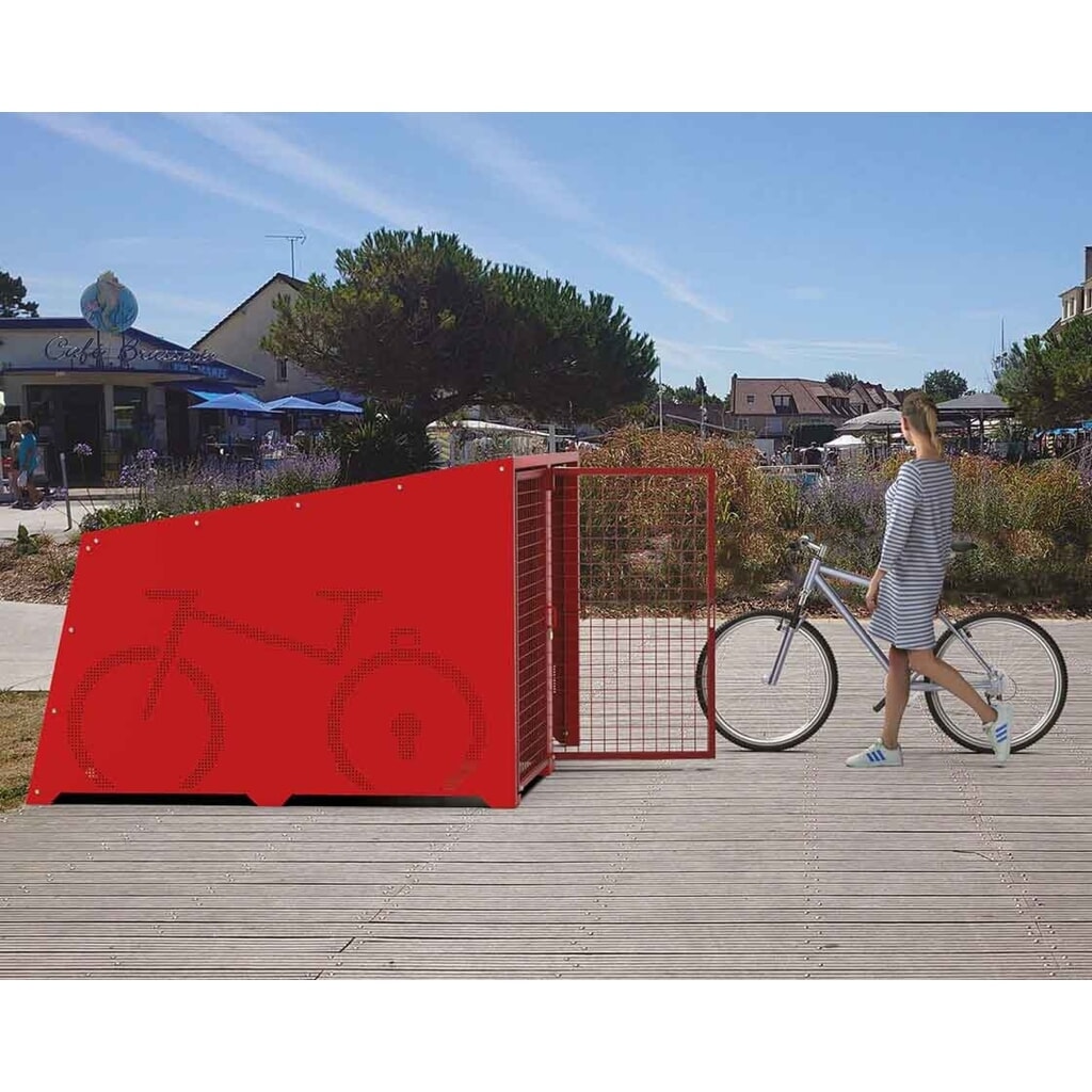 PROCITY® Fahrradbox Berlin, Anbaueinheit 2 Plätze, Türen feuerverzinkt, anthrazit Produktabbildung Nr. 2: PROCITY® Fahrradbox Berlin, Anbaueinheit 2 Plätze, Türen feuerverzinkt, anthrazit