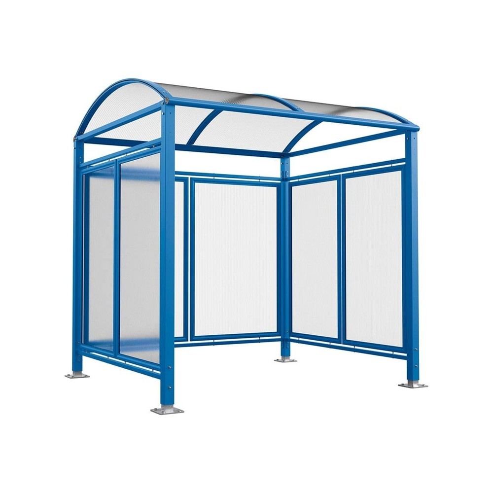 Produktabbildung: PROCITY® Fahrradüberdachung All-In-One, M, Grundmodell mit Rückwand und Seitenverkleidungen aus Polycarbonat, feste Pfosten, blau