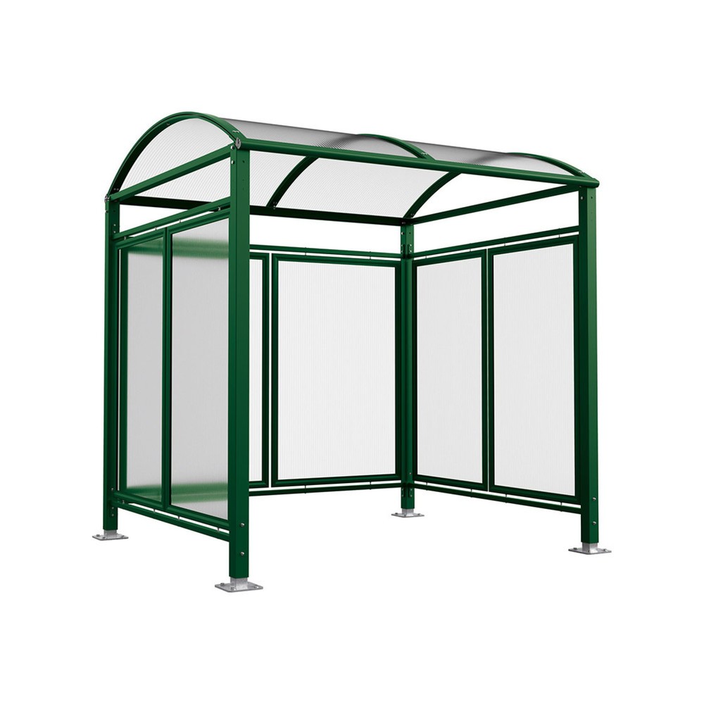 Produktabbildung: PROCITY® Fahrradüberdachung All-In-One, M, Grundmodell mit Rückwand und Seitenverkleidungen aus Polycarbonat, feste Pfosten, grün