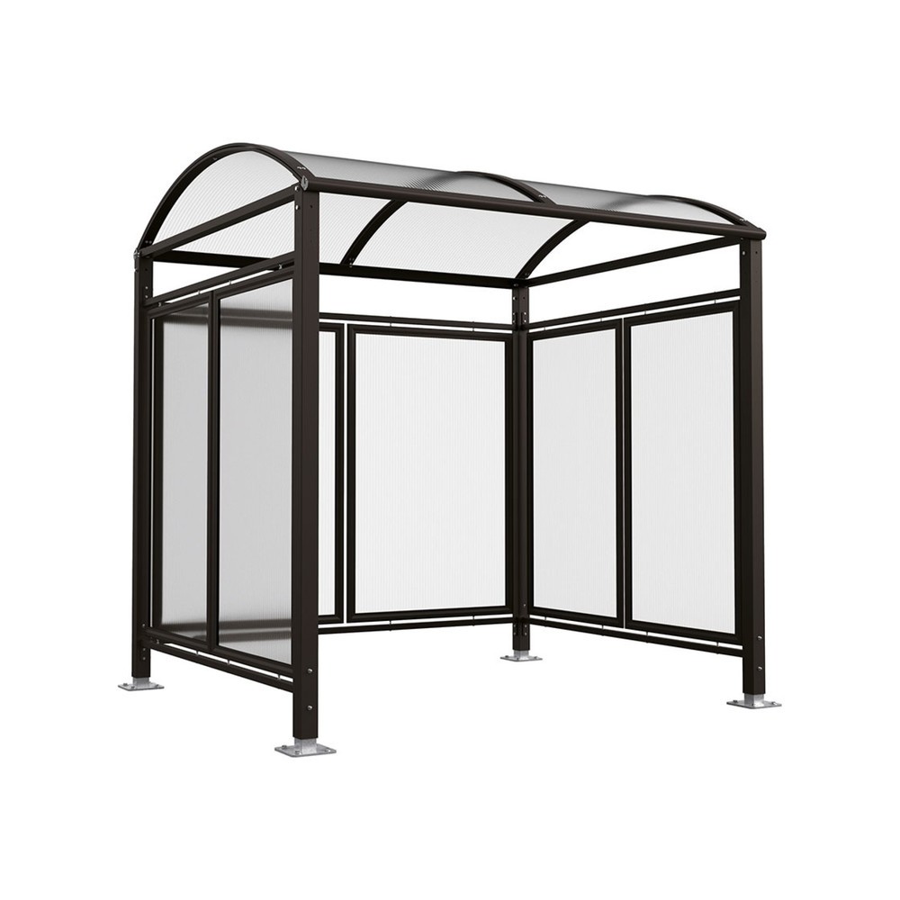 Produktabbildung: PROCITY® Fahrradüberdachung All-In-One, M, Grundmodell mit Rückwand und Seitenverkleidungen aus Polycarbonat, feste Pfosten, schwarz