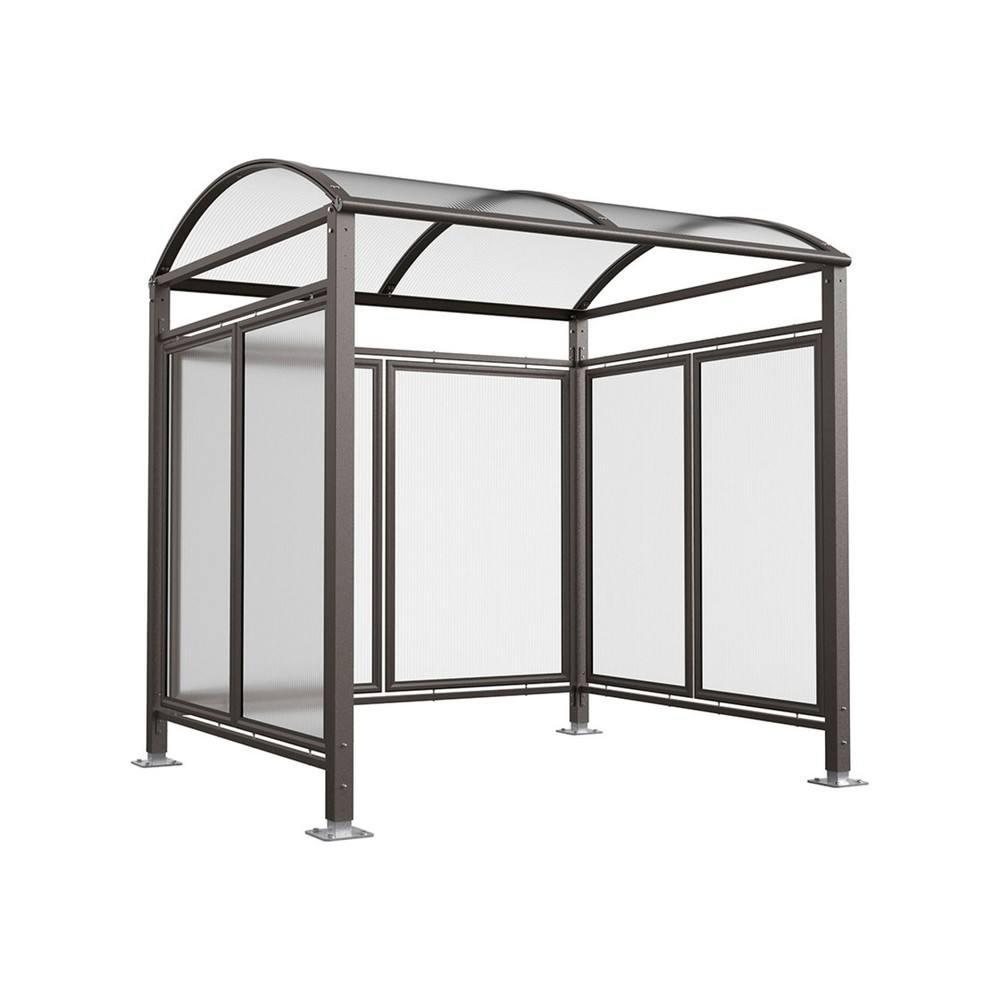 Produktabbildung: PROCITY® Fahrradüberdachung All-In-One, M, Grundmodell mit Rückwand und Seitenverkleidungen aus Polycarbonat, feste Pfosten, anthrazit