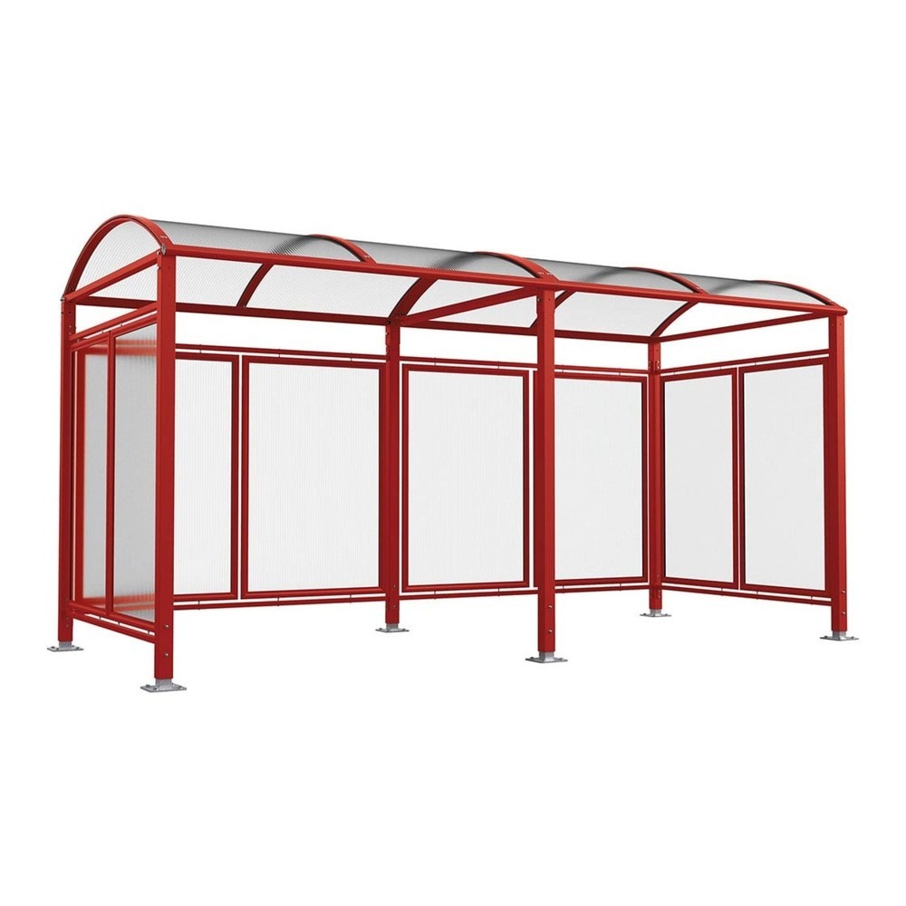 Produktabbildung: PROCITY® Fahrradüberdachung All-In-One, M, Grundmodell und Erweiterung, mit Rückwand und Seitenverkleidungen, purpurrot