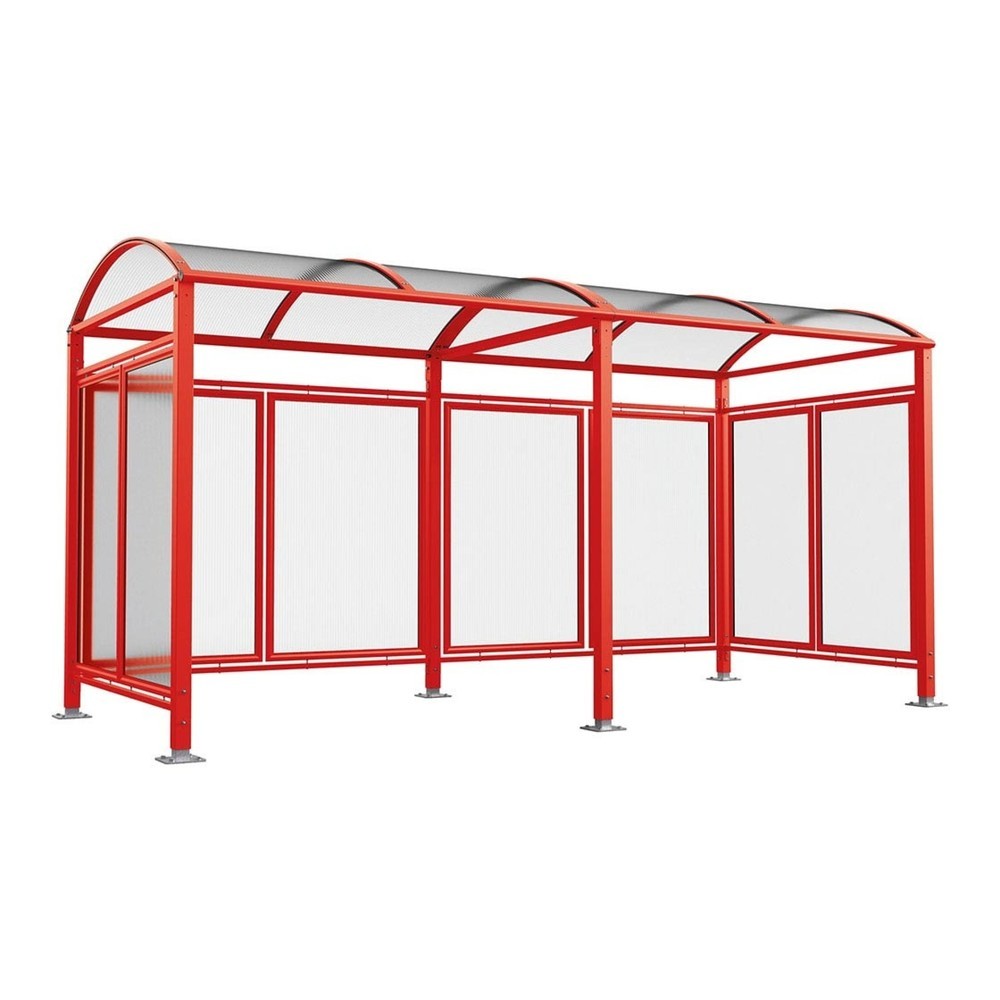 Produktabbildung: PROCITY® Fahrradüberdachung All-In-One, M, Grundmodell und Erweiterung, mit Rückwand und Seitenverkleidungen, verkehrsrot