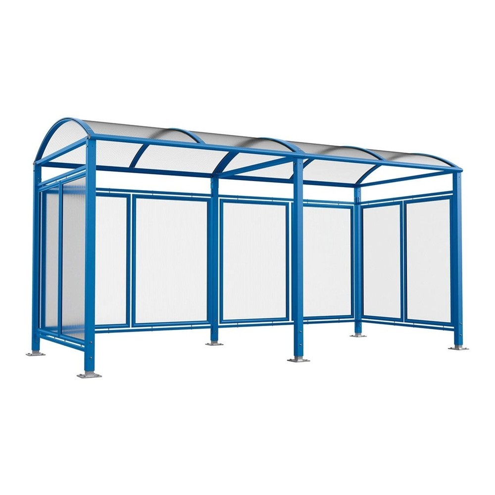 Produktabbildung: PROCITY® Fahrradüberdachung All-In-One, M, Grundmodell und Erweiterung, mit Rückwand und Seitenverkleidungen, blau
