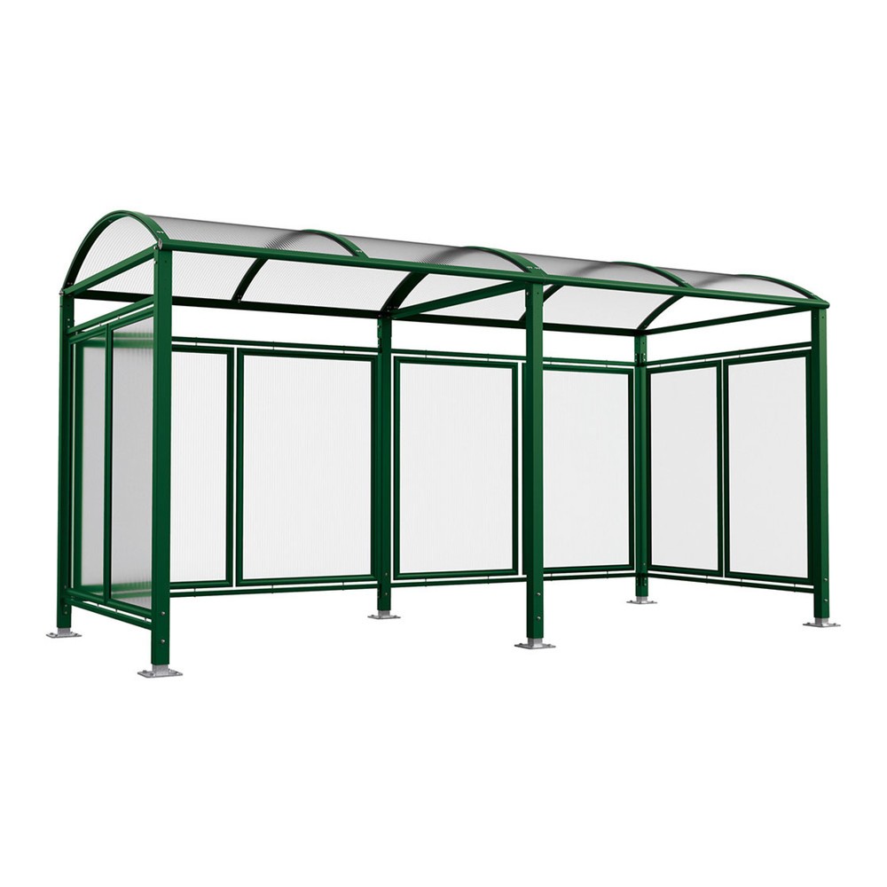 Produktabbildung: PROCITY® Fahrradüberdachung All-In-One, M, Grundmodell und Erweiterung, mit Rückwand und Seitenverkleidungen, moosgrün