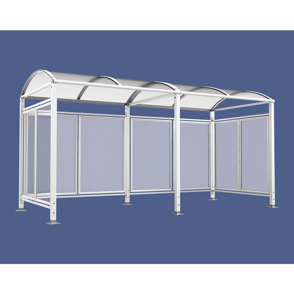 Produktabbildung: PROCITY® Fahrradüberdachung All-In-One, M, Grundmodell und Erweiterung, mit Rückwand und Seitenverkleidungen, weiß