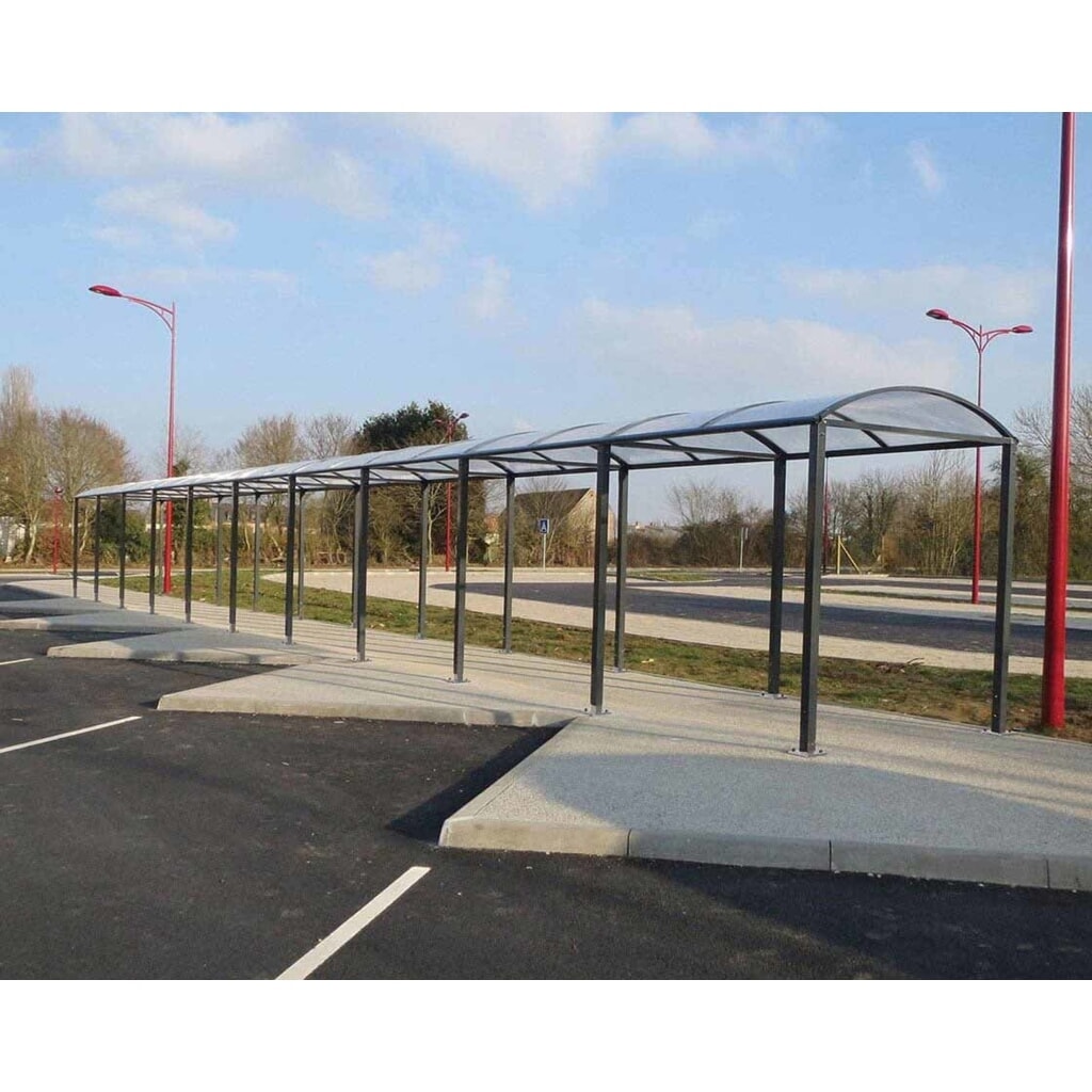 Produktabbildung Nr. 2: PROCITY® Fahrradüberdachung All-In-One, M, Grundmodell mit Rückwand und Seitenverkleidungen aus Polycarbonat, feste Pfosten, anthrazit