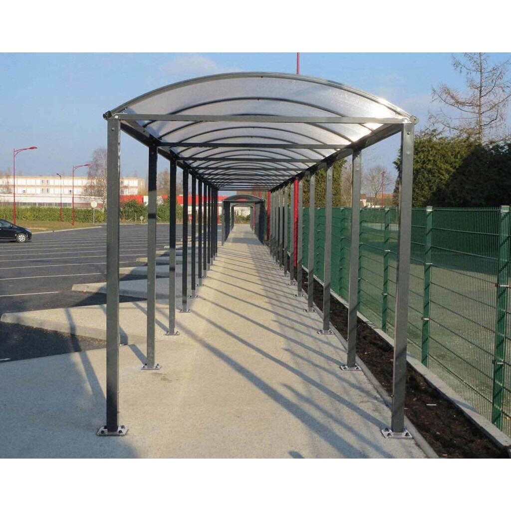 PROCITY® Fahrradüberdachung All-In-One, M, Grundmodell mit Rückwand und Seitenverkleidungen aus Polycarbonat, feste Pfosten, anthrazit Produktabbildung Nr. 3: PROCITY® Fahrradüberdachung All-In-One, M, Grundmodell mit Rückwand und Seitenverkleidungen aus Polycarbonat, feste Pfosten, anthrazit