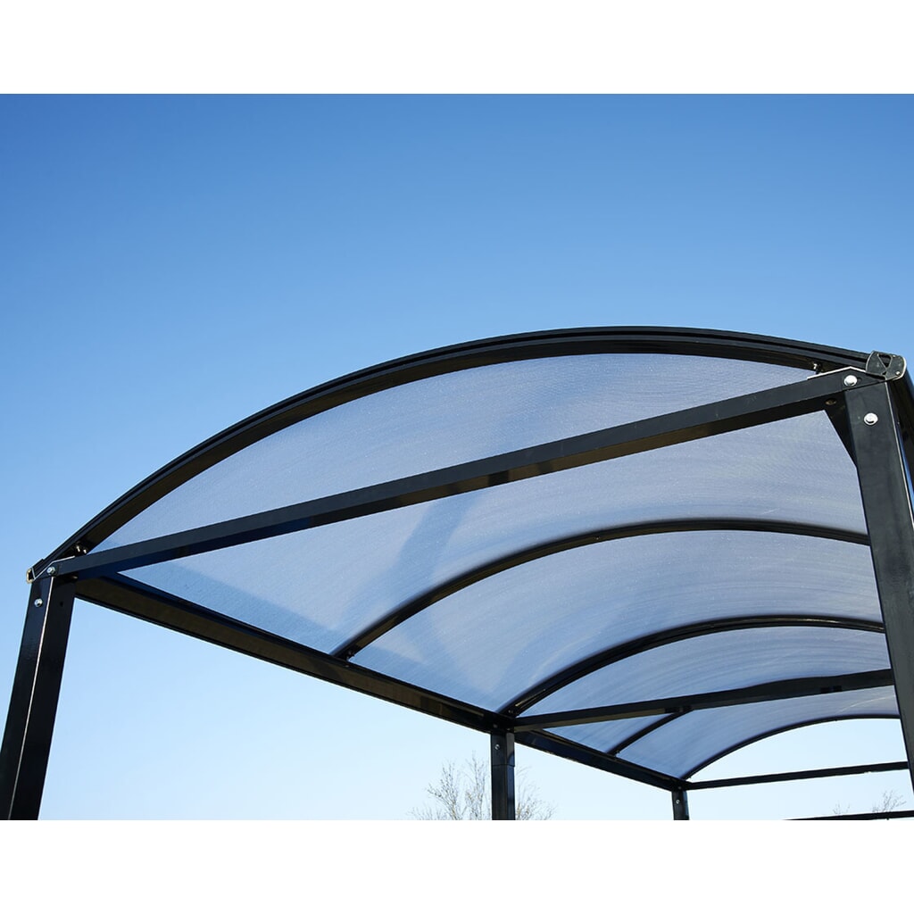 Produktabbildung Nr. 4: PROCITY® Fahrradüberdachung All-In-One, M, Grundmodell mit Rückwand und Seitenverkleidungen aus Polycarbonat, feste Pfosten, anthrazit
