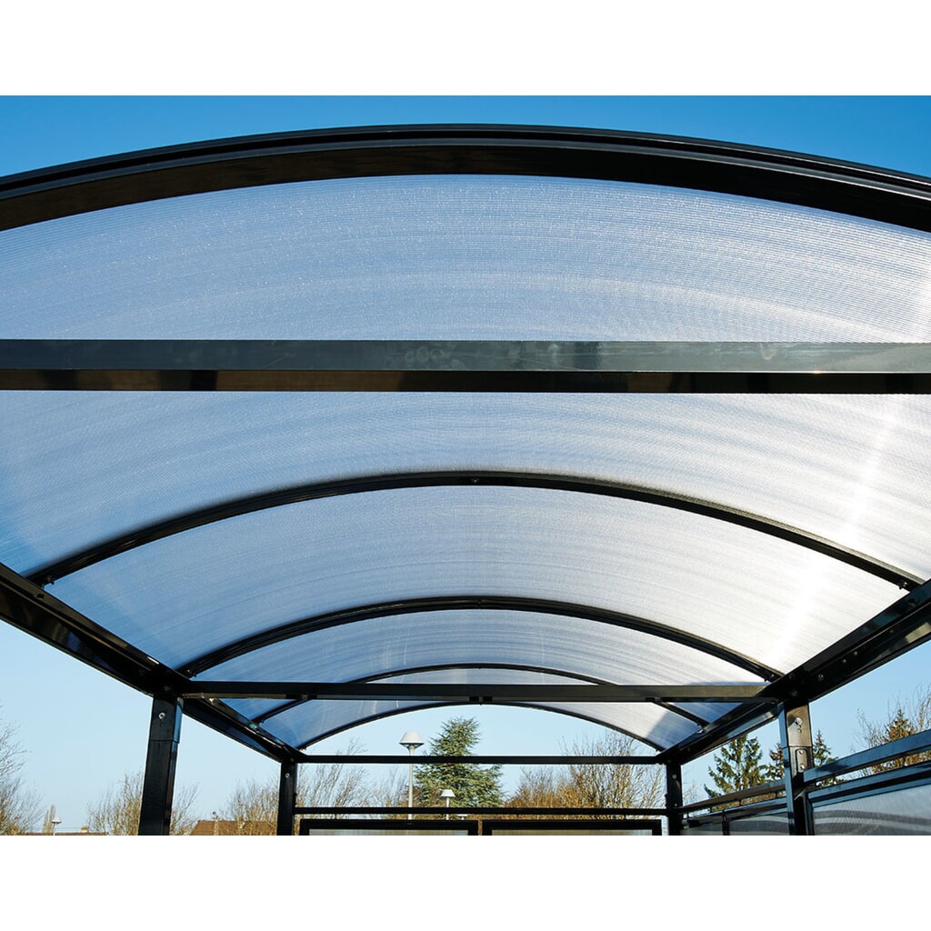 Produktabbildung Nr. 6: PROCITY® Fahrradüberdachung All-In-One, M, Grundmodell mit Rückwand und Seitenverkleidungen aus Polycarbonat, feste Pfosten, anthrazit