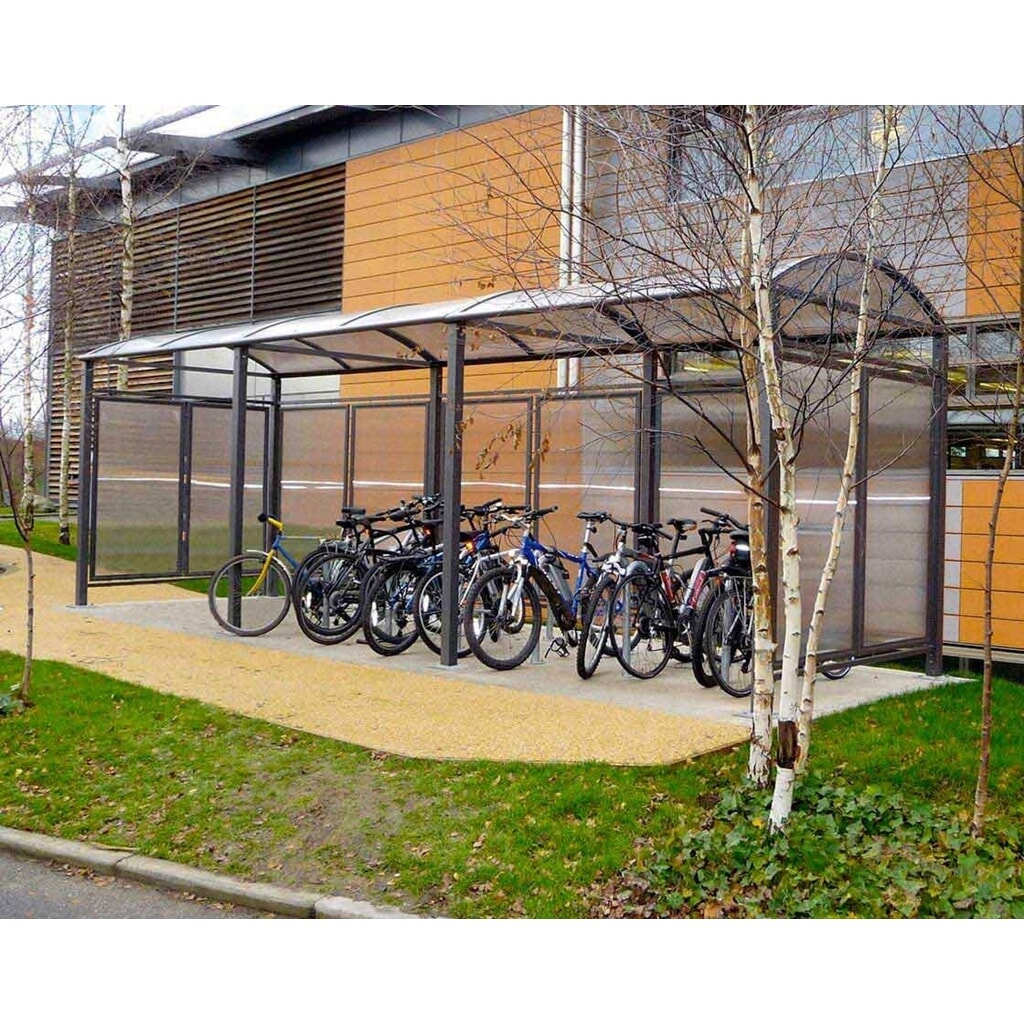 PROCITY® Fahrradüberdachung All-In-One, M, Grundmodell mit Rückwand und Seitenverkleidungen aus Polycarbonat, feste Pfosten, anthrazit Produktabbildung Nr. 8: PROCITY® Fahrradüberdachung All-In-One, M, Grundmodell mit Rückwand und Seitenverkleidungen aus Polycarbonat, feste Pfosten, anthrazit