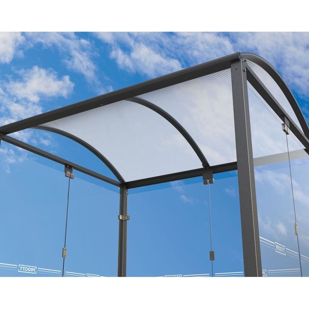 Produktabbildung Nr. 3: PROCITY® Fahrradüberdachung All-In-One, M, Grundmodell mit Rückwand und Seitenverkleidungen aus Glas, feste Pfosten, anthrazit