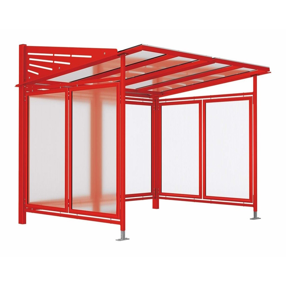 Produktabbildung: PROCITY® Fahrradüberdachung Convi® All-In-One, Grundmodell, mit Rückwand und Seitenverkleidungen, verkehrsrot