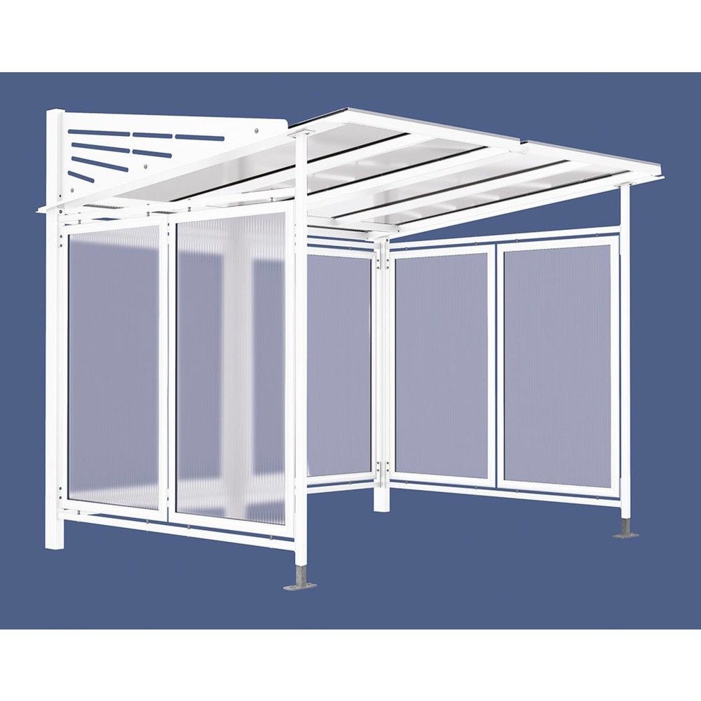 Produktabbildung: PROCITY® Fahrradüberdachung Convi® All-In-One, Grundmodell, mit Rückwand und Seitenverkleidungen, weiß