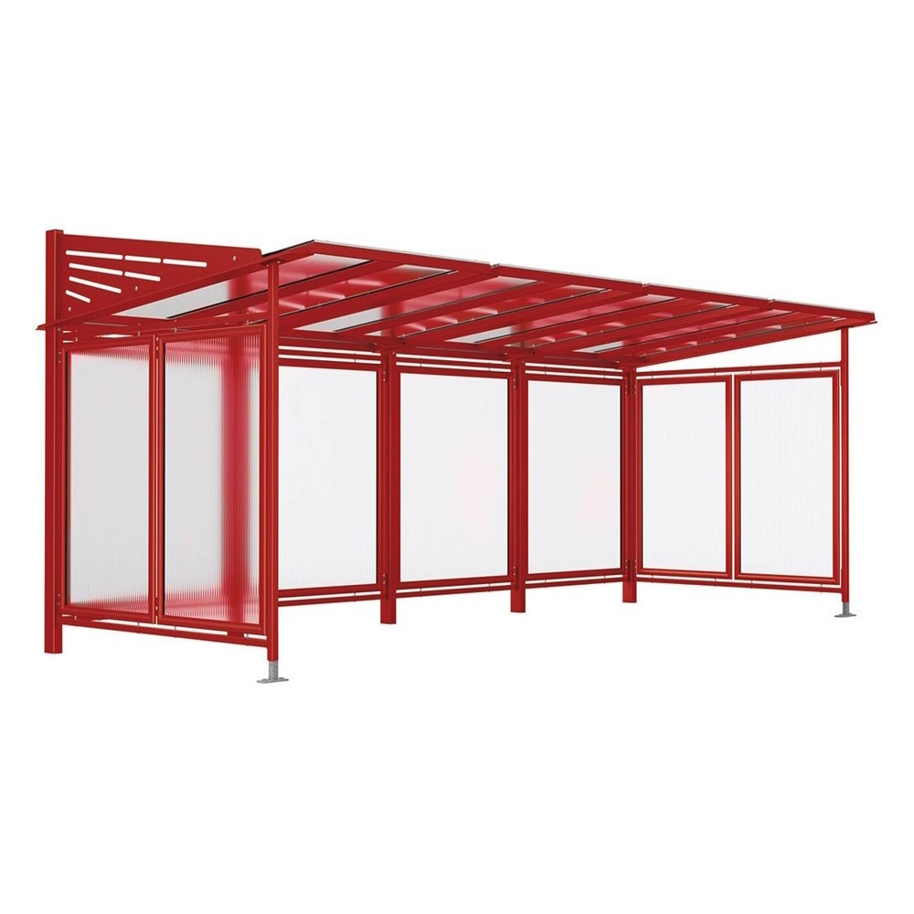 Produktabbildung: PROCITY® Fahrradüberdachung Convi® All-In-One, Grundmodell und Erweiterung, mit Rückwand und Seitenverkleidungen, purpurrot
