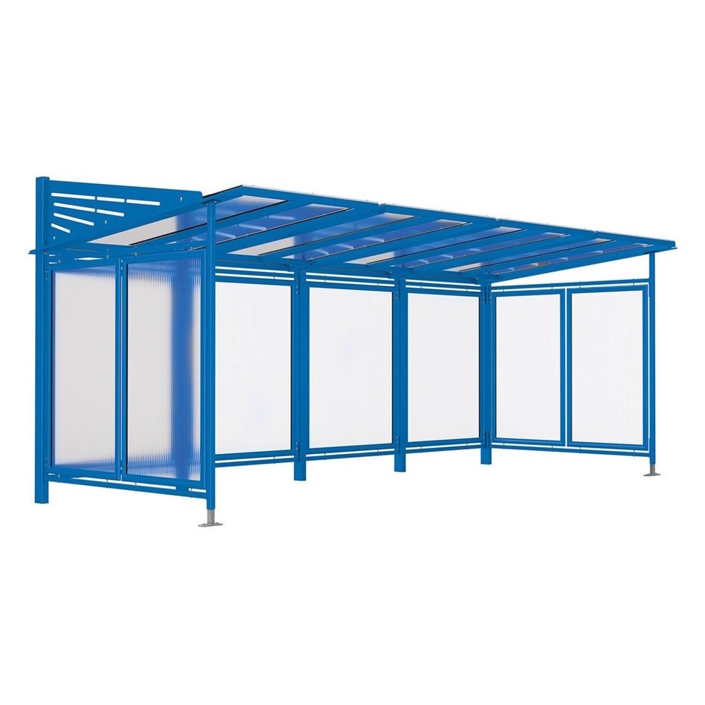 Produktabbildung: PROCITY® Fahrradüberdachung Convi® All-In-One, Grundmodell und Erweiterung, mit Rückwand und Seitenverkleidungen, blau
