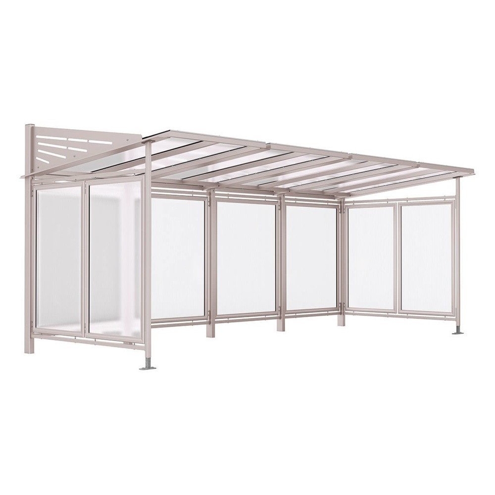 Produktabbildung: PROCITY® Fahrradüberdachung Convi® All-In-One, Grundmodell und Erweiterung, mit Rückwand und Seitenverkleidungen, grau