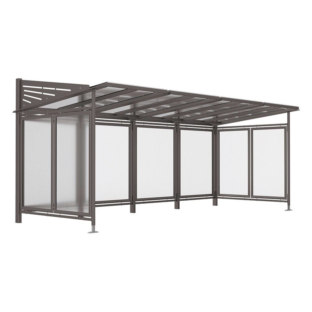 Produktabbildung: PROCITY® Fahrradüberdachung Convi® All-In-One, Grundmodell und Erweiterung, mit Rückwand und Seitenverkleidungen, anthrazit