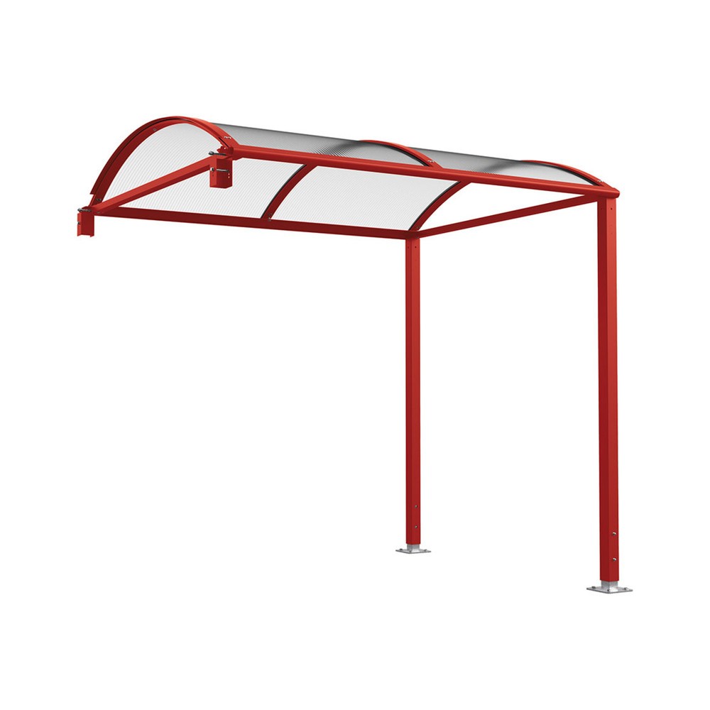 Produktabbildung: PROCITY® Fahrradüberdachung M, Erweiterung, ohne Verkleidung, purpurrot