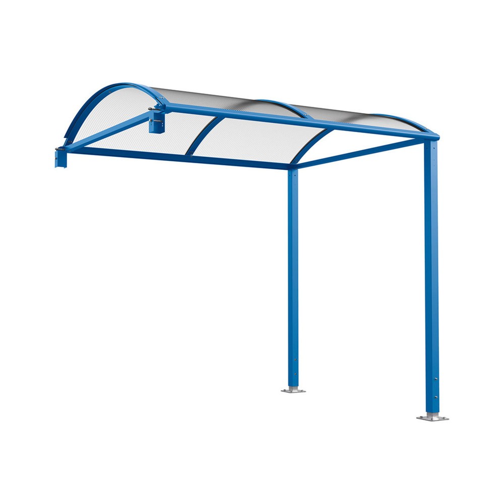 Produktabbildung: PROCITY® Fahrradüberdachung M, Erweiterung, ohne Verkleidung, blau