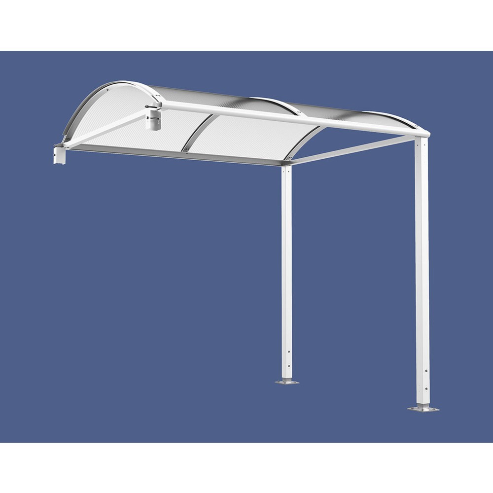 Produktabbildung: PROCITY® Fahrradüberdachung M, Erweiterung, ohne Verkleidung, weiß