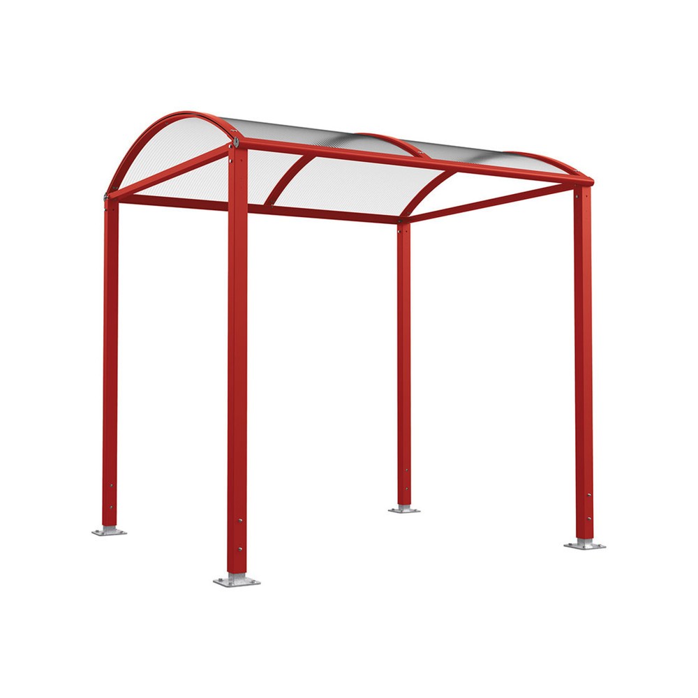 Produktabbildung: PROCITY® Fahrradüberdachung M, Grundmodell, ohne Verkleidung, purpurrot