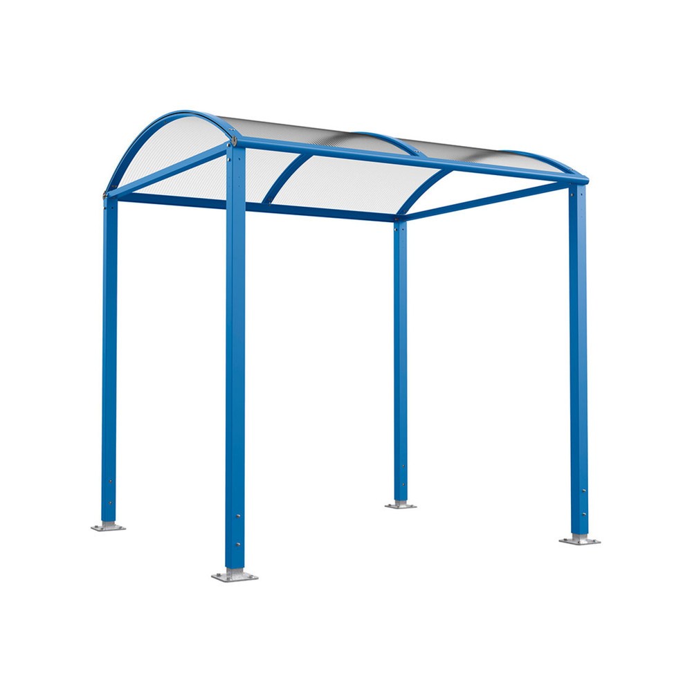 Produktabbildung: PROCITY® Fahrradüberdachung M, Grundmodell, ohne Verkleidung, blau