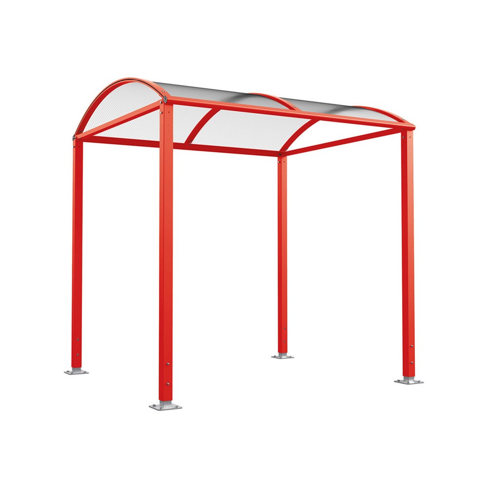 Produktabbildung: PROCITY® Fahrradüberdachung M, Grundmodell, ohne Verkleidung, verkehrsrot