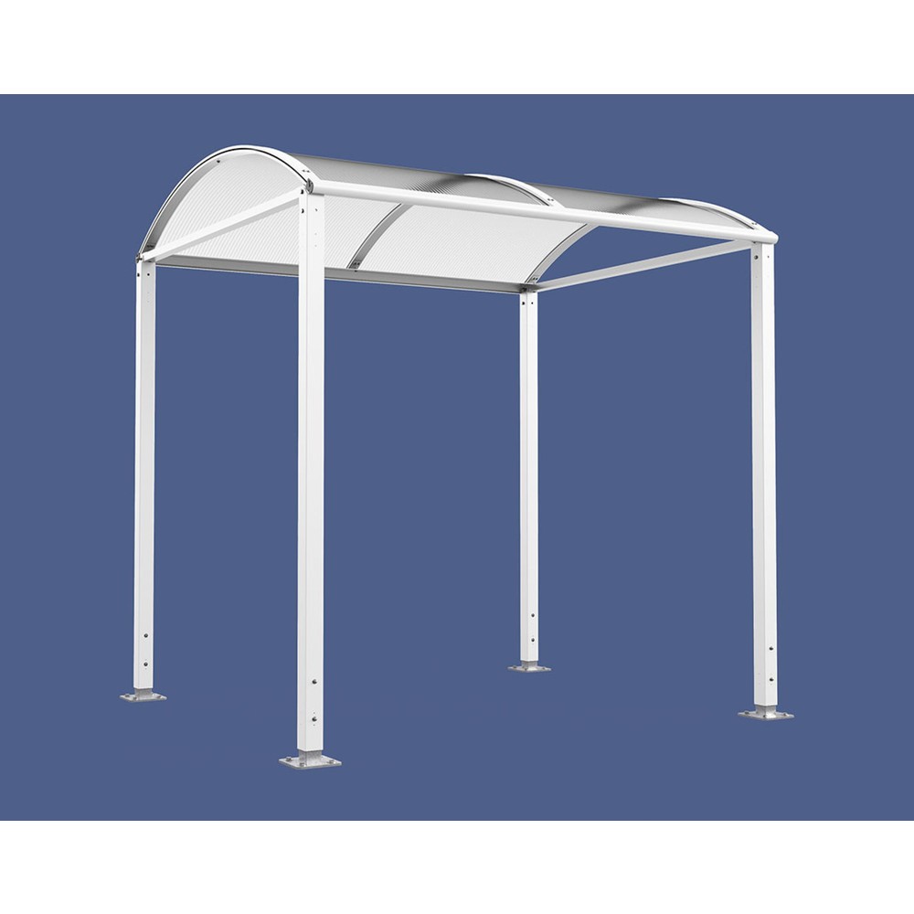 Produktabbildung: PROCITY® Fahrradüberdachung M, Grundmodell, ohne Verkleidung, weiß
