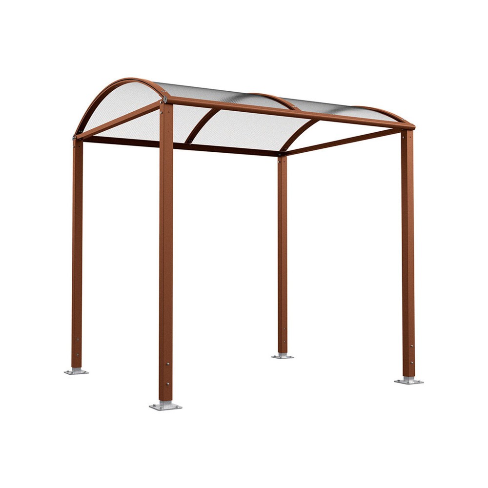 Produktabbildung: PROCITY® Fahrradüberdachung M, Grundmodell, ohne Verkleidung, Rost Corten Effekt