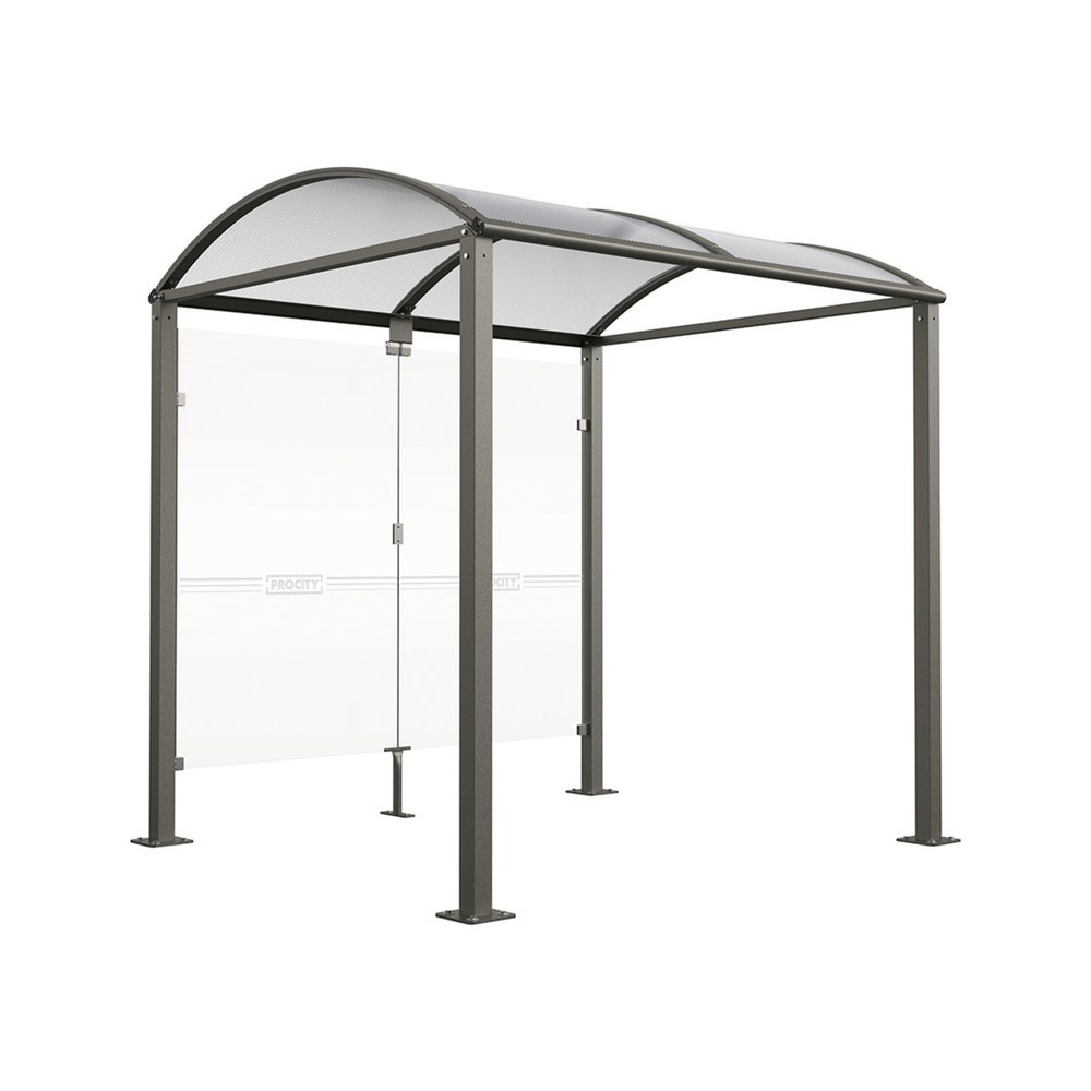 Produktabbildung: PROCITY® Fahrradüberdachung M, mit Glasrückwand, feste Pfosten, anthrazit