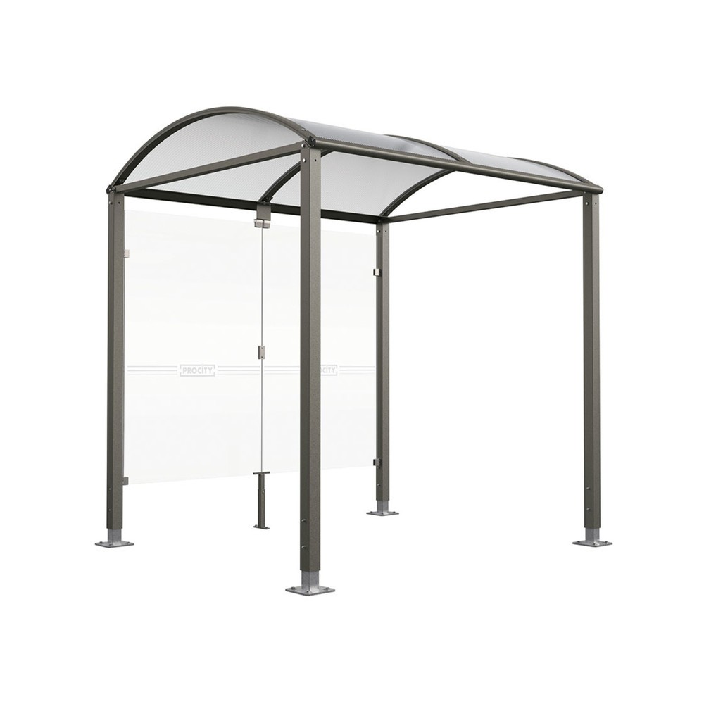 Produktabbildung: PROCITY® Fahrradüberdachung M, mit Glasrückwand, höhenverstellbare Pfosten, anthrazit