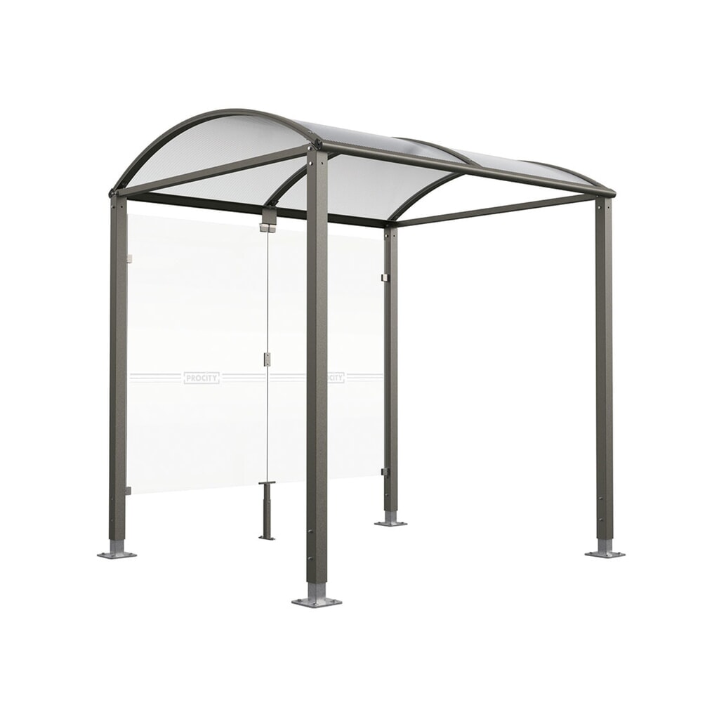 PROCITY® Fahrradüberdachung M, mit Glasrückwand, höhenverstellbare Pfosten, anthrazit Produktabbildung: PROCITY® Fahrradüberdachung M, mit Glasrückwand, höhenverstellbare Pfosten, anthrazit
