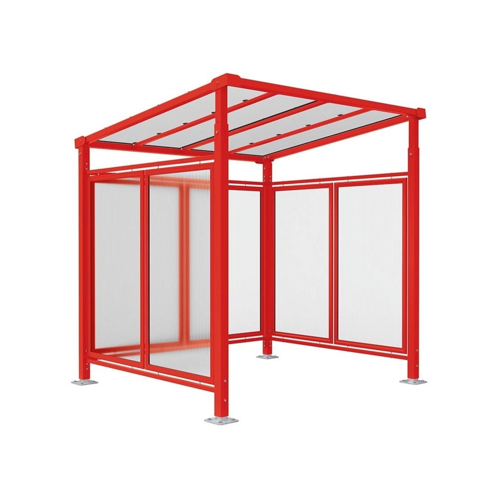 Produktabbildung Nr. 1: PROCITY® Fahrradüberdachung Milano, All-In-One, Grundmodell, mit Rückwand und Seitenverkleidungen, verkehrsrot