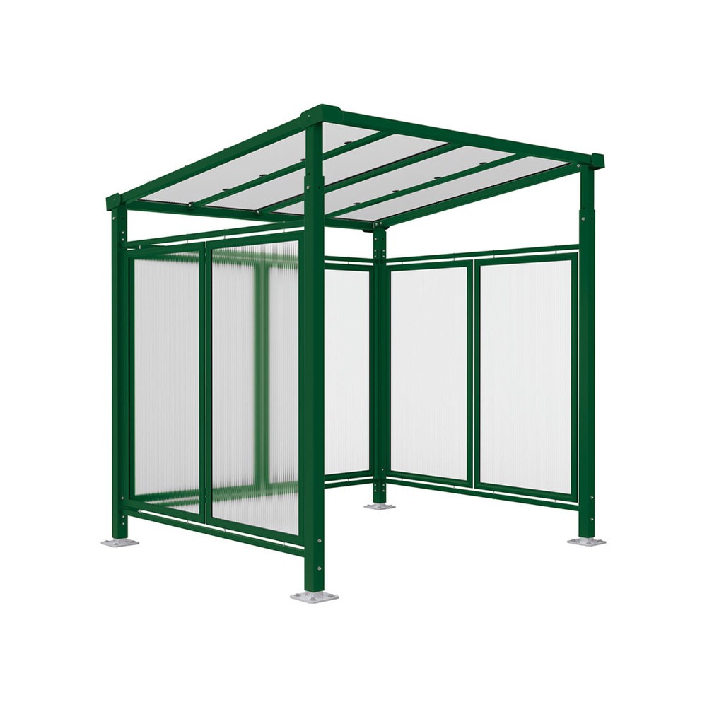 Produktabbildung Nr. 1: PROCITY® Fahrradüberdachung Milano, All-In-One, Grundmodell, mit Rückwand und Seitenverkleidungen, grün
