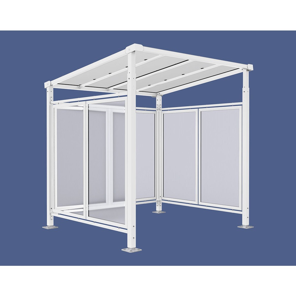 Produktabbildung Nr. 1: PROCITY® Fahrradüberdachung Milano, All-In-One, Grundmodell, mit Rückwand und Seitenverkleidungen, weiß