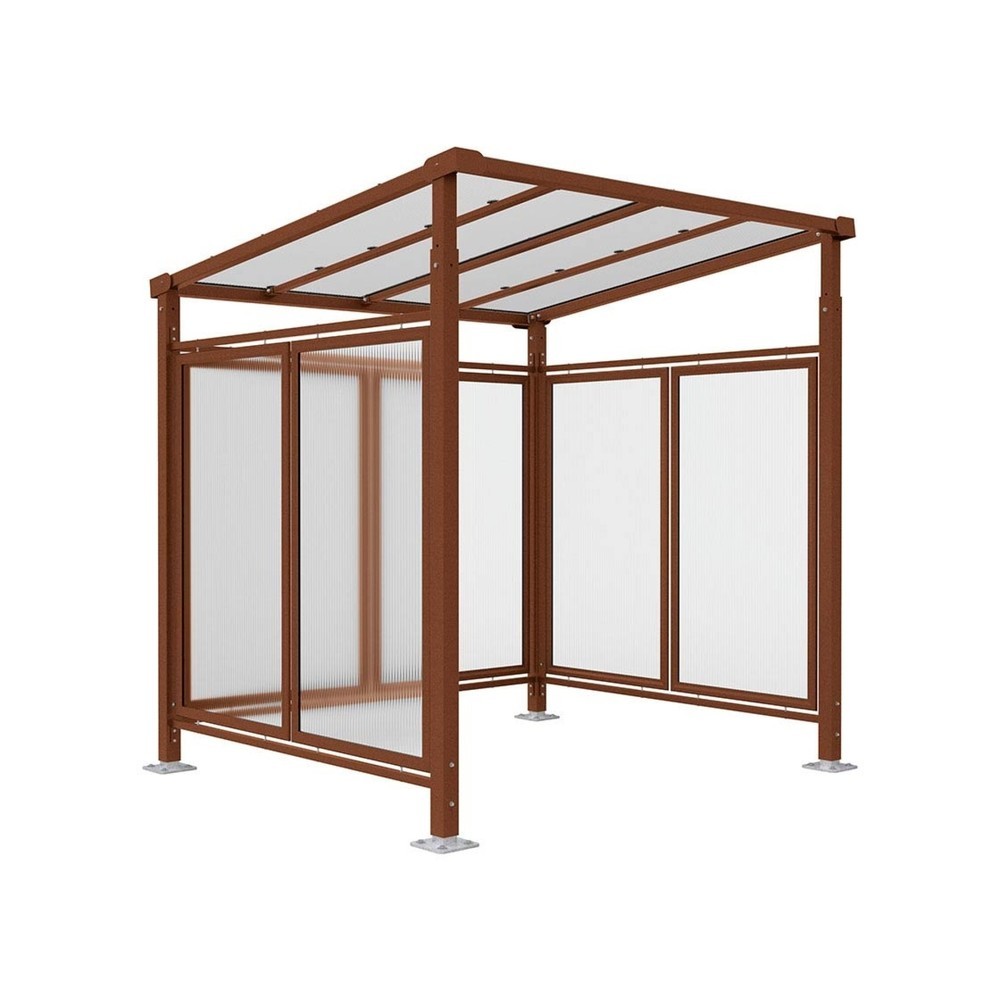 Produktabbildung Nr. 1: PROCITY® Fahrradüberdachung Milano, All-In-One, Grundmodell, mit Rückwand und Seitenverkleidungen, Rost Corten Effekt