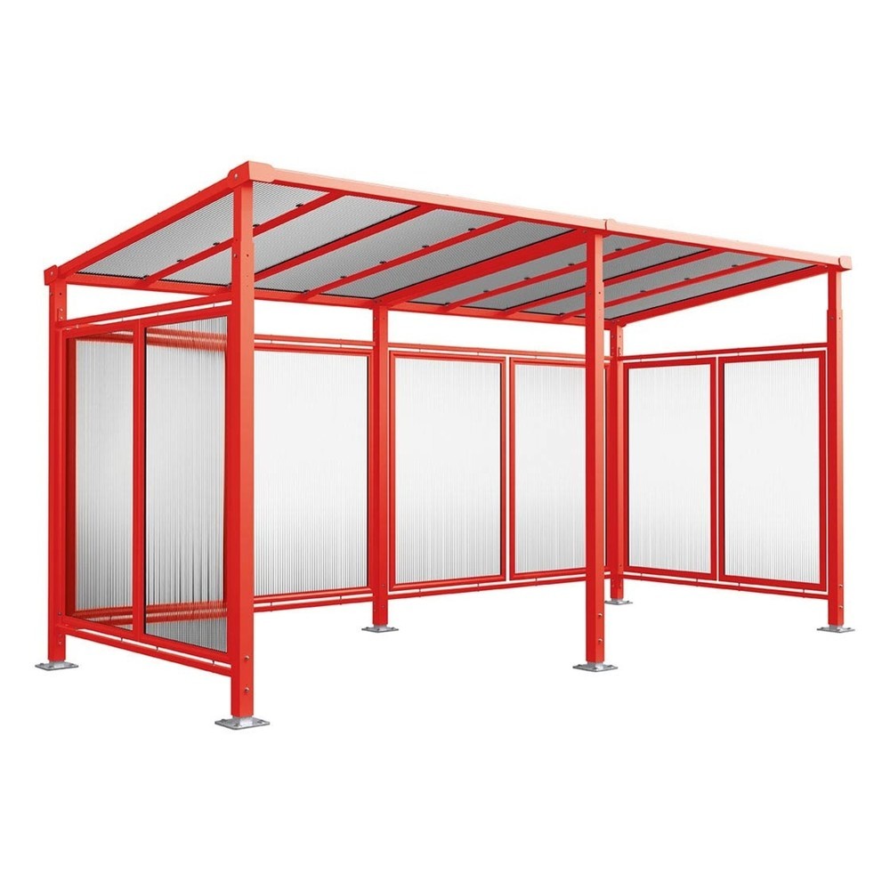 Produktabbildung Nr. 1: PROCITY® Fahrradüberdachung Milano, All-In-One, Grundmodell und Erweiterung, Rückwand und Seitenverkleidungen, verkehrsrot