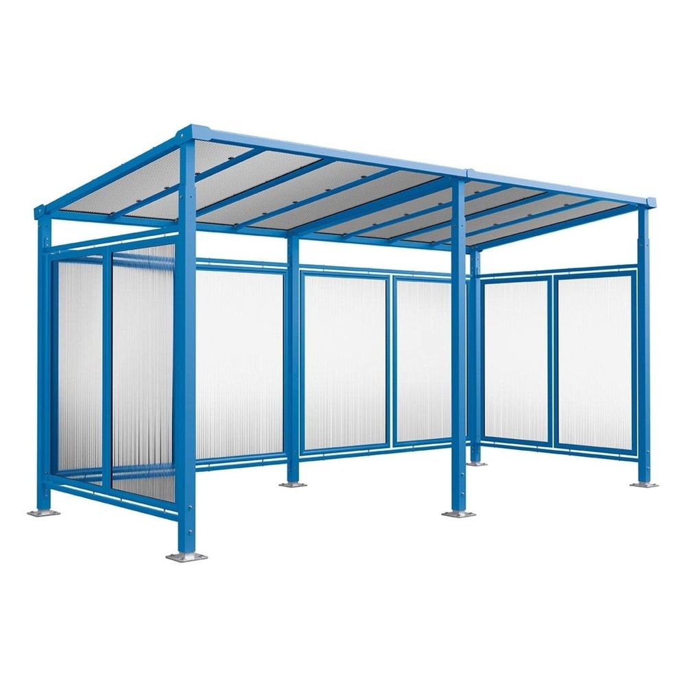 Produktabbildung Nr. 1: PROCITY® Fahrradüberdachung Milano, All-In-One, Grundmodell und Erweiterung, Rückwand und Seitenverkleidungen, blau