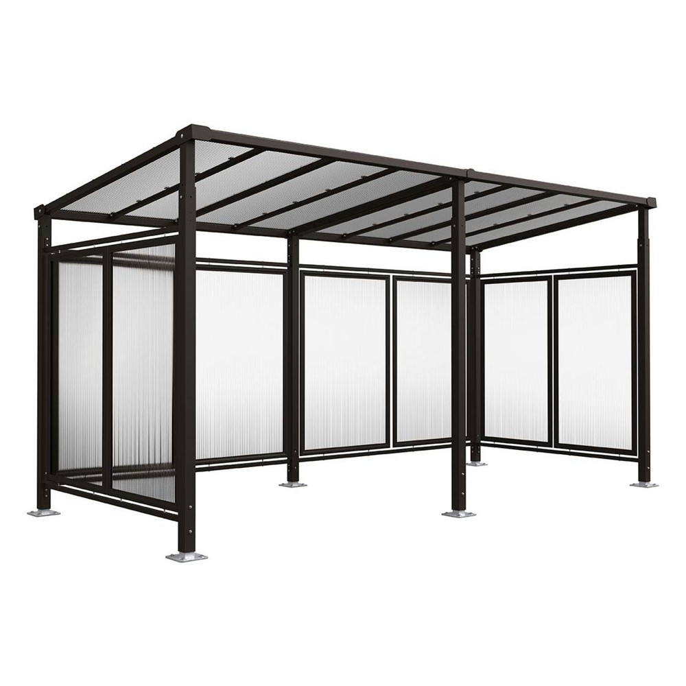 Produktabbildung Nr. 1: PROCITY® Fahrradüberdachung Milano, All-In-One, Grundmodell und Erweiterung, Rückwand und Seitenverkleidungen, schwarz