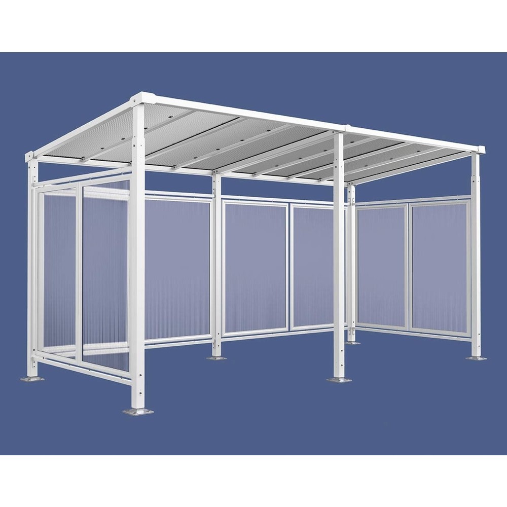 Produktabbildung Nr. 1: PROCITY® Fahrradüberdachung Milano, All-In-One, Grundmodell und Erweiterung, Rückwand und Seitenverkleidungen, weiß