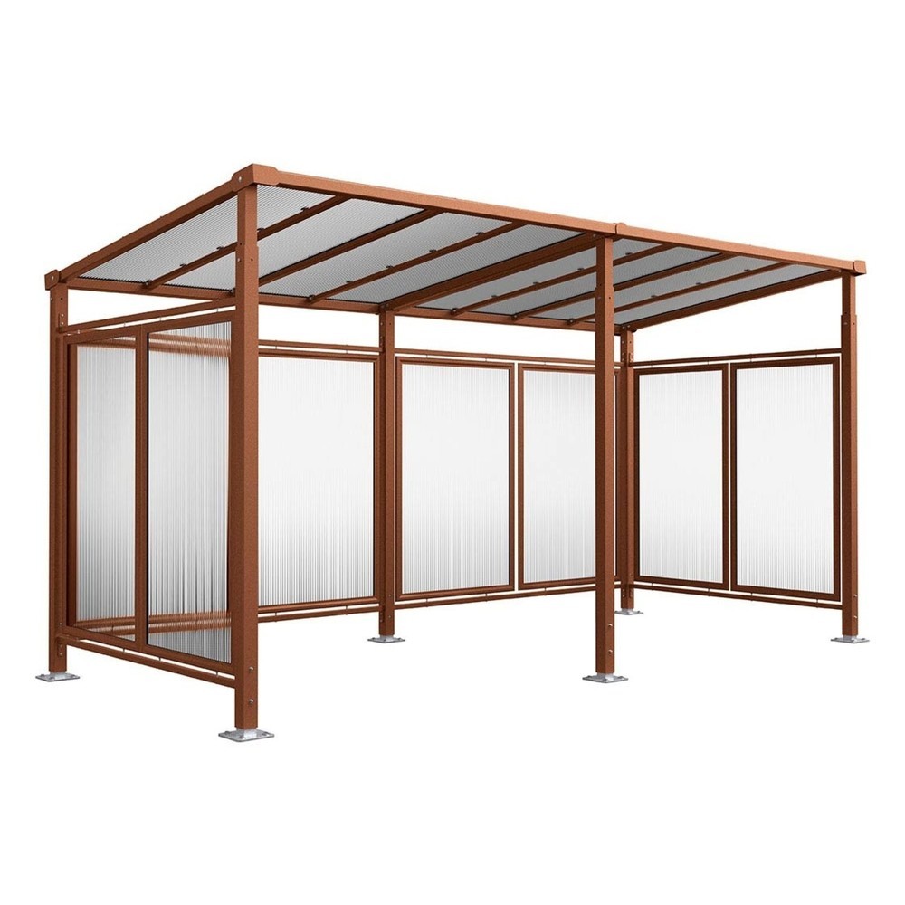 Produktabbildung Nr. 1: PROCITY® Fahrradüberdachung Milano, All-In-One, Grundmodell und Erweiterung, Rückwand und Seitenverkleidungen, Rost Corten Effekt