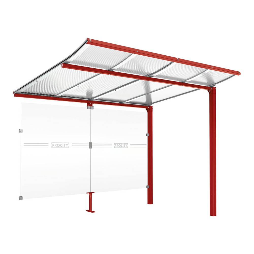 Produktabbildung: PROCITY® Fahrradüberdachung Modulo, All-In-One, Erweiterung, mit Rückwand, purpurrot