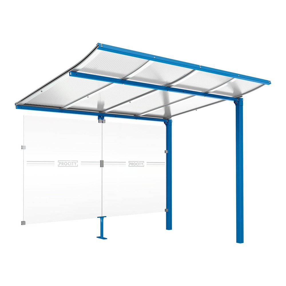 Produktabbildung: PROCITY® Fahrradüberdachung Modulo, All-In-One, Erweiterung, mit Rückwand, blau