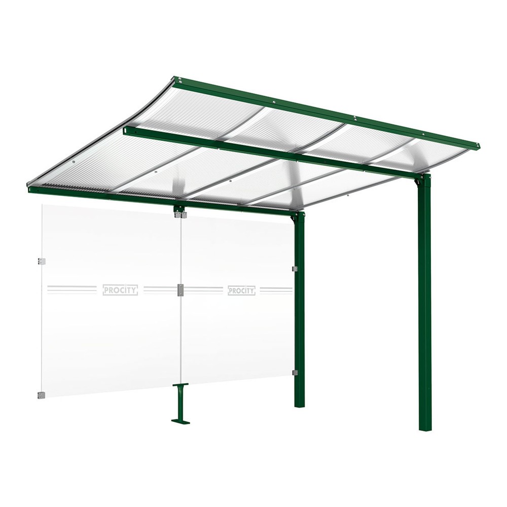Produktabbildung: PROCITY® Fahrradüberdachung Modulo, All-In-One, Erweiterung, mit Rückwand, grün