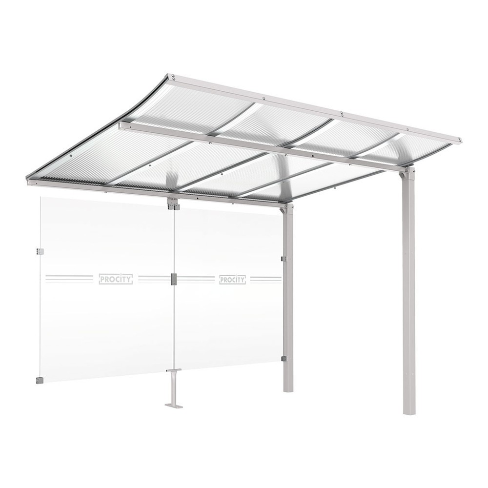 Produktabbildung: PROCITY® Fahrradüberdachung Modulo, All-In-One, Erweiterung, mit Rückwand, grau